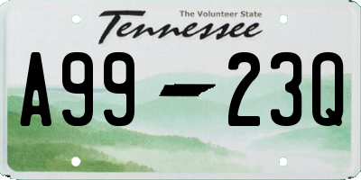 TN license plate A9923Q