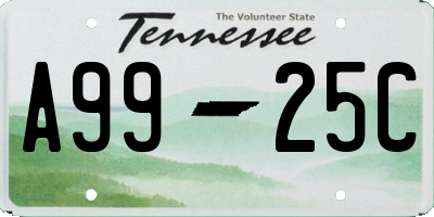 TN license plate A9925C