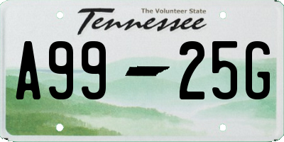 TN license plate A9925G