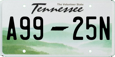 TN license plate A9925N