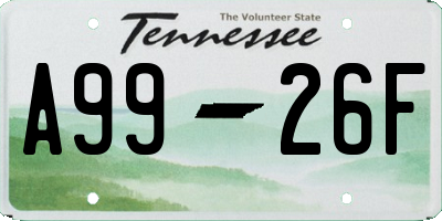 TN license plate A9926F