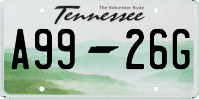TN license plate A9926G