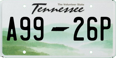 TN license plate A9926P
