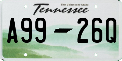 TN license plate A9926Q