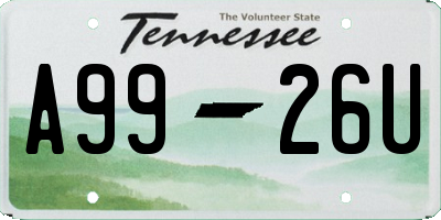 TN license plate A9926U