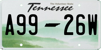TN license plate A9926W