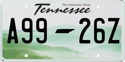 TN license plate A9926Z