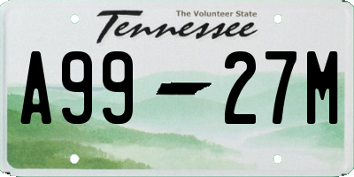TN license plate A9927M