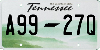TN license plate A9927Q