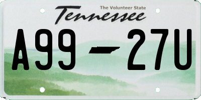 TN license plate A9927U