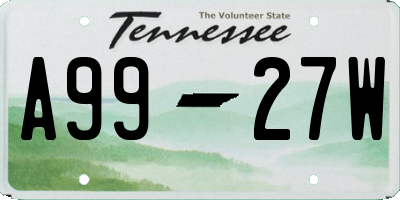 TN license plate A9927W