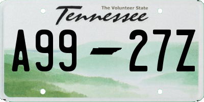 TN license plate A9927Z