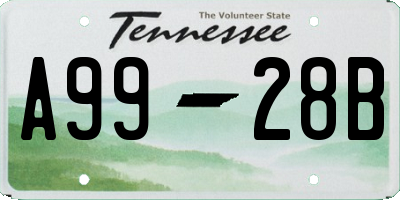 TN license plate A9928B