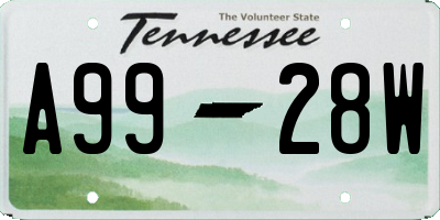 TN license plate A9928W