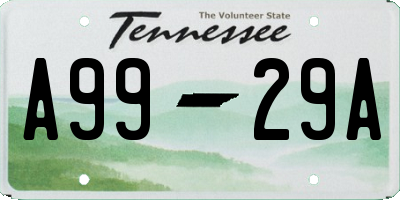 TN license plate A9929A