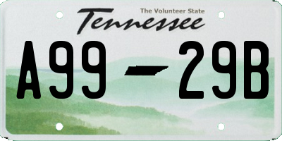 TN license plate A9929B
