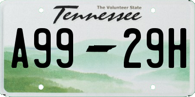 TN license plate A9929H