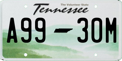 TN license plate A9930M
