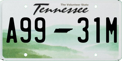 TN license plate A9931M