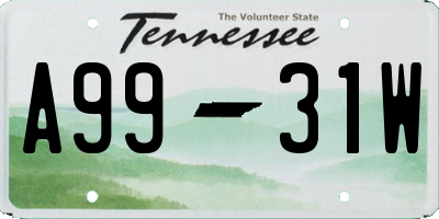 TN license plate A9931W