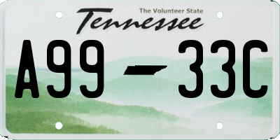 TN license plate A9933C