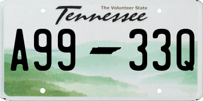 TN license plate A9933Q