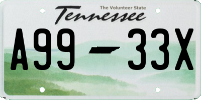 TN license plate A9933X