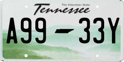 TN license plate A9933Y
