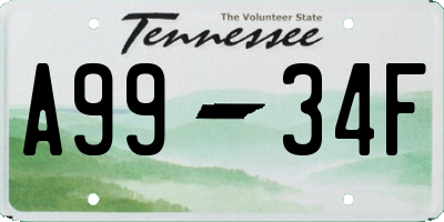 TN license plate A9934F