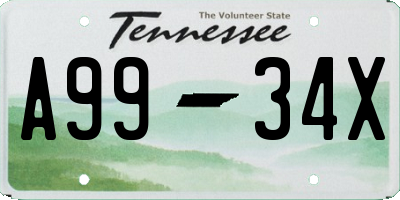 TN license plate A9934X