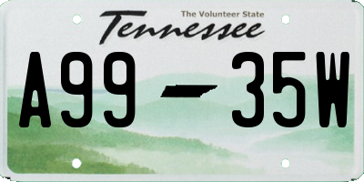 TN license plate A9935W