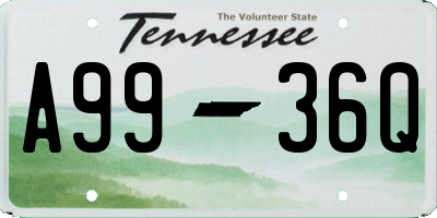 TN license plate A9936Q