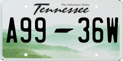 TN license plate A9936W