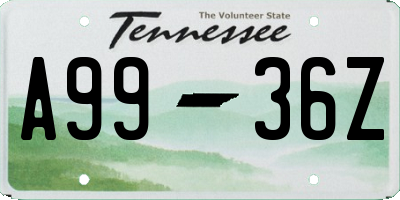 TN license plate A9936Z