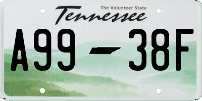 TN license plate A9938F