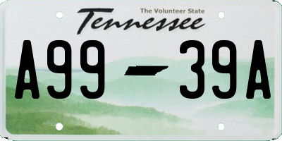 TN license plate A9939A