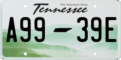 TN license plate A9939E