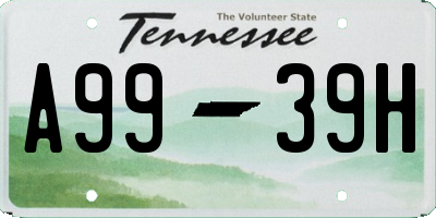 TN license plate A9939H