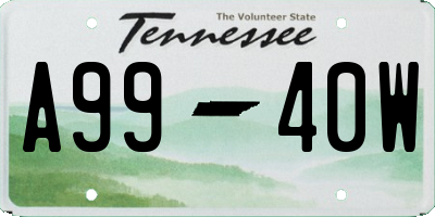 TN license plate A9940W