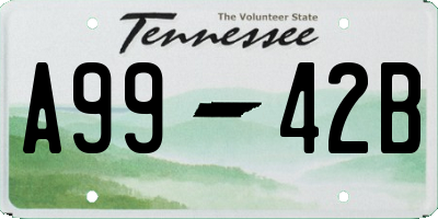 TN license plate A9942B