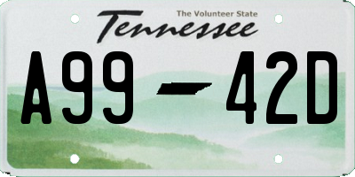 TN license plate A9942D