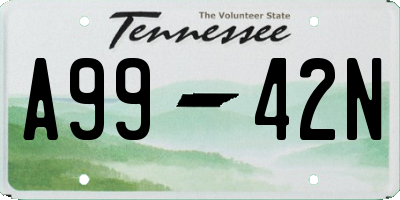 TN license plate A9942N
