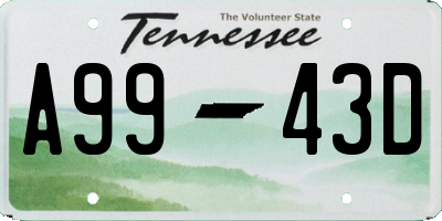 TN license plate A9943D