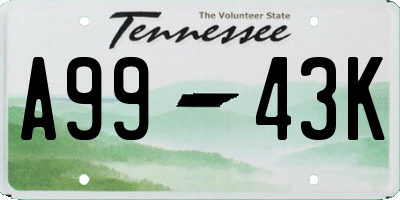 TN license plate A9943K