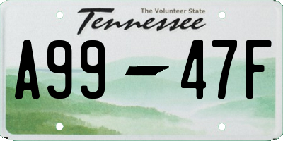 TN license plate A9947F