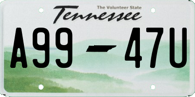 TN license plate A9947U