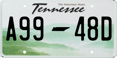 TN license plate A9948D
