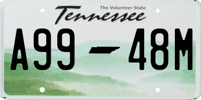 TN license plate A9948M