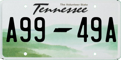 TN license plate A9949A