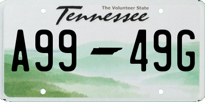 TN license plate A9949G